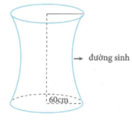 Cho chiếc trống như hình vẽ, có đường sinh là nửa elip được cắt bởi trục lớn có độ dài trục lớn bằng 80 cm, độ dài trục bé bằng 60 cm và đáy trống là hình tròn có bán kính bằng 60 cm. Tính thể tích V của chiếc trống (kết quả làm tròn đến hàng đơn vị) (ảnh 1)