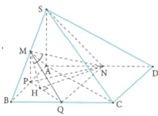 Cho hình chóp S.ABCD  có đáy ABCD là hình chữ nhật AB = căn bậc 2 của 2 a, AD = 2a, , SA vuông góc với đáy  (ảnh 2)