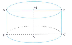 Hình chữ nhật ABCD có AB = 4, AD = 2 . Gọi M và N lần lượt là trung điểm của AB và CD (ảnh 1)