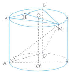 Cho hình trụ (T) có bán kính đáy và chiều cao đều bằng R, hai đáy là hai hình tròn (O) (ảnh 1)