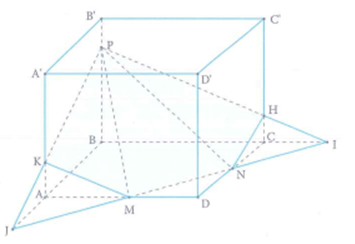 Cho hình lập phương ABCD.A'B'C'D' . Gọi M, N lần lượt là trung điểm các cạnh AD, CD và P là điểm trên cạnh BB' (ảnh 2)