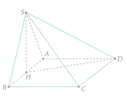 Cho hình chóp S.ABCD có ABCD là hình chữ nhật và AB = 2a, BC = a.  Biết hình chiếu vuông góc của S (ảnh 1)