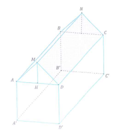 Để lợp ngói một ngôi nhà có dạng mái nhà là lăng trụ đứng thì hết số tiền là 5 triệu đồng (một mái ngói gồm mặt trước nhà và sau nhà). Biết rằng đáy của lăng trụ là tam giác đều có cạnh bằng một nửa chiều dài của mái nhà. Biết thể tích của lăng trụ là  . Gọi số tiền cần để lợp   mái ngói là x (triệu đồng). Giá trị của x là (ảnh 1)