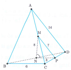 Cho tứ diện ABCD có AD = 14, BC = 6. Gọi M, N lần lượt là trung điểm của các cạnh AC, BD và MN = 8. Gọi a là góc giữa hai đường thẳng BC và MN. Khi đó, tana bằng (ảnh 1)