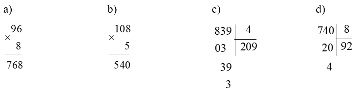 Vở bài tập Toán lớp 3 Tập 1 trang 102, 103, 104, 105 Bài 41: Ôn tập phép nhân, phép chia trong phạm vi 100. 1 000 - Kết nối tri thức (ảnh 1)