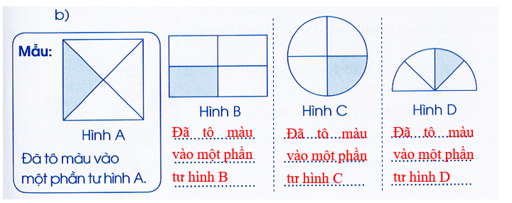 Vở bài tập Toán lớp 3 Tập 1 trang 55, 56 Một phần hai, một phần tư - Cánh diều (ảnh 1)