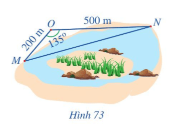 Để đo khoảng cách giữa hai vị trí M, N ở hai phía ốc đảo, người ta chọn vị trí O