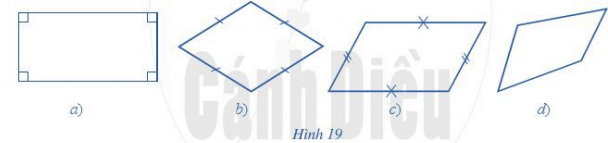 Hãy quan sát hình 19 và cho biết hình nào là hình thoi