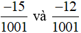 So sánh hai phân số -15/1001 và -12/1001