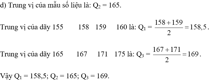 Chiều cao (đơn vị: xăng-ti-mét) của các bạn tổ I ở lớp 10A lần lượt là