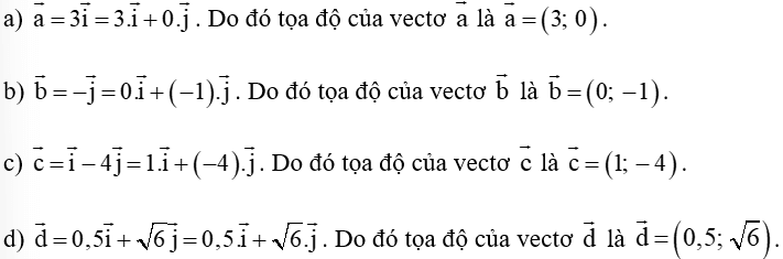 Tìm tọa độ của các vectơ sau