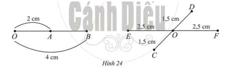 Quan sát Hình 24 và đọc tên trung điểm của đoạn thẳng (ảnh 1)