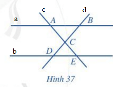 Quan sát Hình 37. Hãy nêu các cặp đường thẳng cắt nhau và xác định