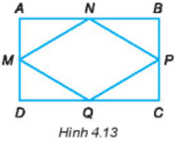 Quan sát Hình 4.13 và kiểm tra xem tứ giác MNPQ có là hình thoi không