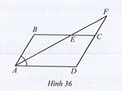 Ở Hình 36 có AB song song cới CD, BC song song với AD. Tia phân giác của góc BAD