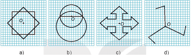 Trong mỗi hình dưới đây, điểm O có phải là tâm đối xứng không