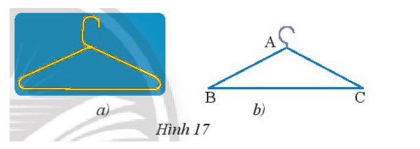 Phần thân của một móc treo quần áo có dạng hình tam giác cân 