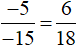 Kiểm tra khẳng định: 18 . (−5) = (−15) . 6