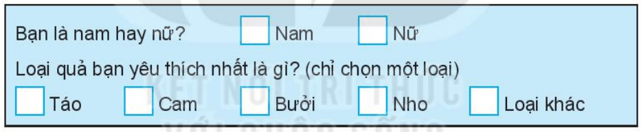 Bình khảo sát loại quả yêu thích của các bạn trong lớp