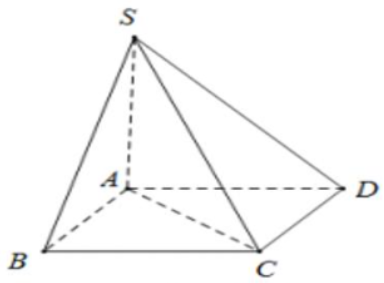 Cho hình chóp S.ABCD có đáy là hình vuông cạnh a, SA vuông góc với mặt đáy và SA = căn 2 . Góc giữa đường thẳng  (ảnh 1)