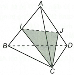 Cho tứ diện ABCD. Gọi I, J lần lượt là các điểm nằm trên AB, AD sao cho BD và IJ không song song. (ảnh 1)