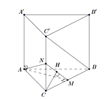 Cho lăng trụ đều ABC.A'B'C'. Tất cả các cạnh có độ dài bằng a. Gọi M (ảnh 1)