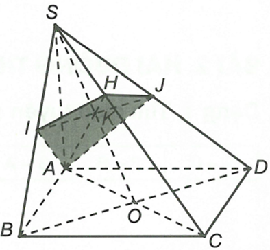 Cho hình chóp S.ABCD có đáy ABCD là hình bình hành. Gọi I, J lần lượt là trung điểm của SB và SD.  (ảnh 1)