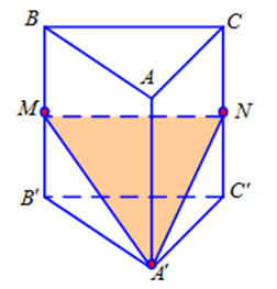 Cho khối lăng trụ ABC.A'B'C'. Gọi M, N lần lượt là trung điểm (ảnh 1)