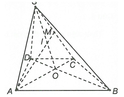 Cho hình chóp S.ABCD, đáy là hình thang có đáy lớn AB. Gọi O là giao của AC với BD, M là trung điểm SC.  (ảnh 1)