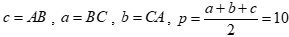 Cho tam giác ABC có AB = 5, BC = 7, CA = 8. Bán kính đường tròn nội tiếp tam giác ABC bằng A. 2. B. căn bậc 2 5. (ảnh 2)