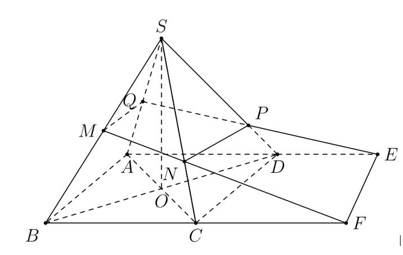 Cho hình chóp S.ABCD. Đáy ABCD là hình bình hành, M là trung điểm SB (ảnh 1)