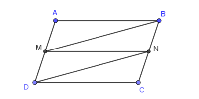 Cho hình bình hành ABCD, M, N lần lượt là trung điểm của AD và BC. Khi đó, (ảnh 1)