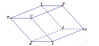 Cho hình lăng trụ ABCD.A'B'C'D' đáy là hình bình hành. (ảnh 1)