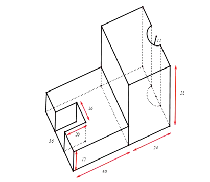 Một khối đồ chơi bằng gỗ có các hình chiếu đứng, hình chiếu cạnh và hình chiếu (ảnh 2)