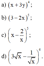 Sách bài tập Toán 10 Bài 3: Nhị thức Newton - Chân trời sáng tạo (ảnh 1)