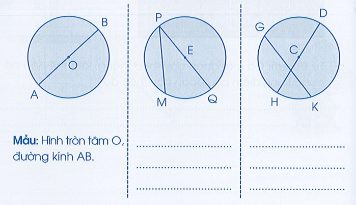 Vở bài tập Toán lớp 3 Cánh diều Tập 2 trang 22, 23 Bài 67: Hình tròn, tâm, đường kính, bán kính