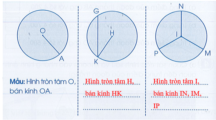 Vở bài tập Toán lớp 3 Cánh diều Tập 2 trang 22, 23 Bài 67: Hình tròn, tâm, đường kính, bán kính