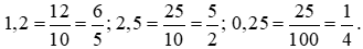 a) Thực hiện các phép tính sau: 1,2 . 2,5; 125 : 0,25. b)