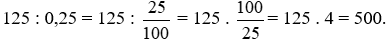 a) Thực hiện các phép tính sau: 1,2 . 2,5; 125 : 0,25. b)