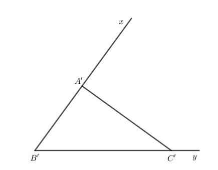 Lấy một tờ giấy, trên đó vẽ tam giác A’B’C’ có, góc B' = B 