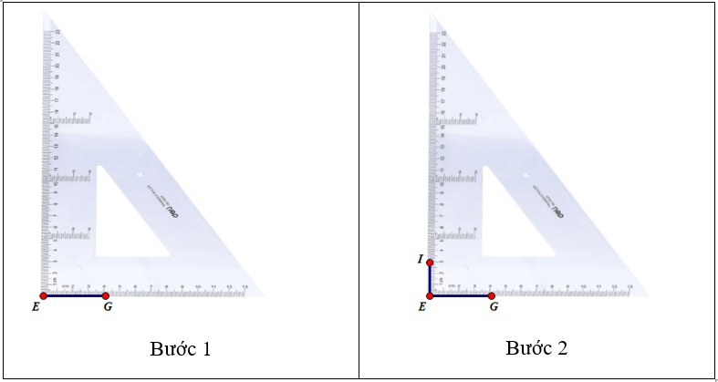 Vẽ bằng ê ke hình chữ nhật EGHI, biết EG = 4 cm và EI = 3cm