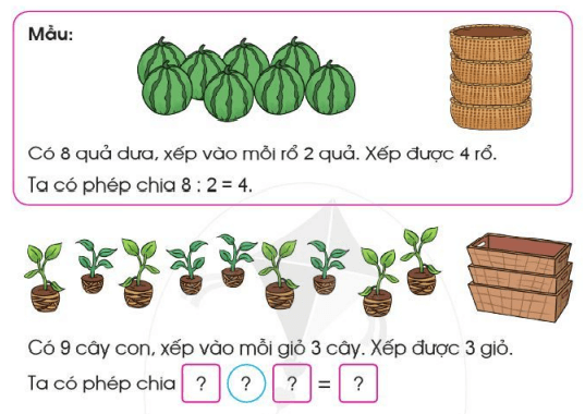 Giải Toán lớp 2 trang 16,17 Phép chia | Giải bài tập Toán lớp 2 Cánh diều