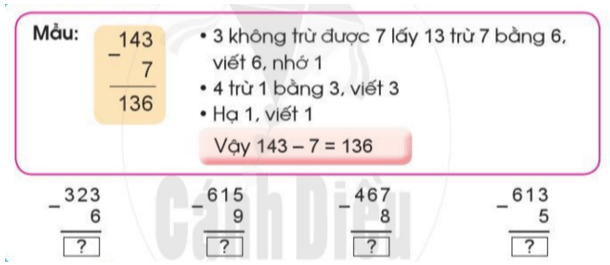 Giải Toán lớp 2 trang 71, 72 Phép trừ (có nhớ) trong phạm vi 1000 | Giải bài tập Toán lớp 2 Cánh diều