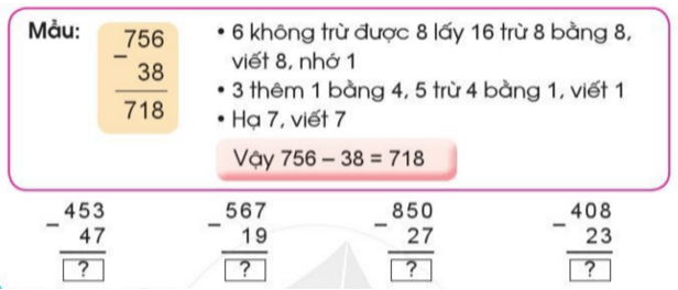 Giải Toán lớp 2 trang 71, 72 Phép trừ (có nhớ) trong phạm vi 1000 | Giải bài tập Toán lớp 2 Cánh diều