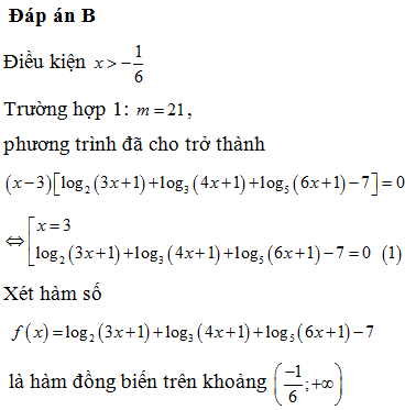 Số giá trị nguyên của tham số m thuộc đoạn [-2000;21] để phương trình  (ảnh 1)