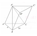 Cho khối lăng trụ ABC.A'B'C'  có đáy ABC là tam giác vuông tại A , AB=a, BC=2a , A'B vuông góc với mặt phẳng (ABC)  và góc giữa A'C  và mặt phẳng (ABC)  bằng 30 độ(tham khảo hình vẽ bên). Tính thể tích khối lăng trụ ABC.A'B'C' . (ảnh 1)