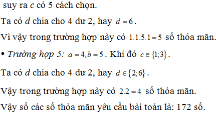 Có bao nhiêu số tự nhiên có 4 chữ số khác nhau, chia hết cho 4, nhỏ hơn 4567 và có chữ số hàng chục là chữ số lẻ? (ảnh 3)