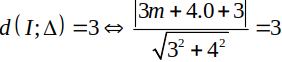 Với những giá trị nào của m thì đường thẳng denta: 3x + 4y + 3= 0 (ảnh 1)