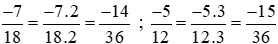 So sánh (-7)/18 và 5/(-12)