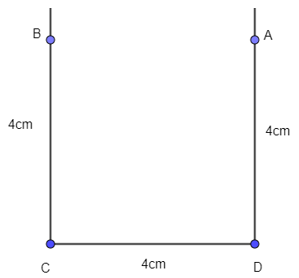 Vẽ hình vuông cạnh 4 cm bằng thước và eke theo hướng dẫn sau